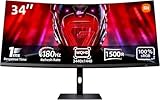 Xiaomi G34WQi Ultrawide Gaming Monitor 34 Zoll - WQHD, 180Hz, 1ms, HDR 10, 100% sRGB, 4000:1 Kontrast, 350nits, FreeSync, RGB Ambient Light, Low Blue Light, Randlos, Schwarz