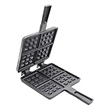 SANTOS XL Waffeleisen Gusseisen - ideal für Ihren Grill, Backofen oder Feuerstelle - 17,5x18,5cm - eckiger Waffelmaker - BBQ-Waffeleisen - Grillwaffel