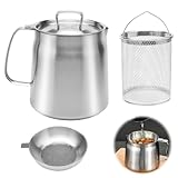 APOMOONS Fettbehlter Rostfreier Stahl Speckfett, Sparer mit feinmaschigem Sieb, 2 L lbehlter, Fettdose mit Staubdichtem Deckel, Kchenwerkzeuge zur Aufbewahrung von Brat- Kochfett, Fettbehlter