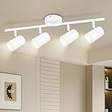 TaFiCo Deckenstrahler LED 4 Flammig, Deckenleuchte Strahler Schwenkbar, Modern Weiß Deckenlampe GU10, Deckenspot Küchenlampe für Flur Küche Schlafzimmer Wohnzimmer (Ohne Leuchtmittel)