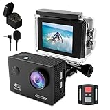 TIMNUT Action Cam 4K Unterwasserkamera 131ft,EIS 20MP Wasserdicht Actionkameras 170° Weitwinkel Helmkamera WiFi Sports Camera mit 2.4G Fernbedienung und 25 Zubehör Kit