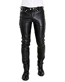 Bockle® Big Cheeker Schwarze Herren Lederhose Lederjeans Rindleder, Size: 31W / 32L
