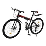 ARBGO 26in 21-Gang faltbares Mountainbike, Premium Mountainbike, Mountainbike für Jugendliche Erwachsene, Hochkohlenstoffhaltiger Stahl, Mechanische Scheibenbremse Mountainbike, Einstellbare Höhe