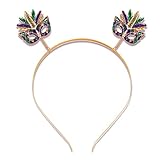 NVENF Fasching Stirnband Strass Fleur de Lis Haarband Karneval Brief Maske Haarreifen Kostüm Party Haarschmuck (Karneval 3)