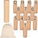 Kubb Spiel Wikingerspiel skandinavisches Wurfspiel aus Holz Kegel mit Transportbeutel