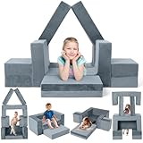 Gilire 2024 Neuestes Spielsofa | Spielsofa für Kinder | Kindersofa aus 7 Schaumstoff Bausteine, Flexibel Kombinierbare Kinder Couch Modulares Spielsofa zum Spielen, Kreativsein, Schlafen