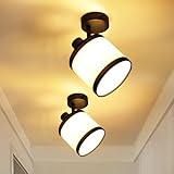 Glitzerlife Deckenstrahler 1 Flammig Flurlampe Schwarz - 2ER Deckenlampe Stoff E14 Deckenleuchte Schwenkbar 350° Vintage Spotlight Retro für Küche Schlafzimmer (Ohne Leuchtmittel)