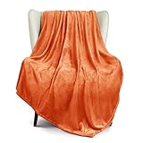 Exclusivo Mezcla Kuscheldecke Fleece Decke für Couch, Superweiche und Warme Sofadecke Wohndecke für Ganzjahreszeit, Plüsch und Leicht, 130 x 170 cm, Orange