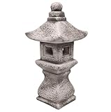 gartendekoparadies.de Japanische Tachi-Gata Steinlaterne, H. 37 cm, 7 kg, Grau, frostsicher aus Steinguss für Außenbereich
