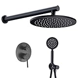 Duscharmatur, Wandbefestigt Duschsystem Unterputz Regendusche Combo Set mit Handduschkopf und Top Duschkopf, Duscharmatur Komplettset für Familienbäder, Hotels, Fitnessstudios