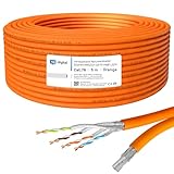 HB-DIGITAL 5m Netzwerkkabel LAN Duplex Verlegekabel Cabel cat.7a max. 1200MHz Reines Kupfer S/FTP PIMF LSZH Halogenfrei RoHS-Compliant AWG23 (2 verbundene Strängen) Orange