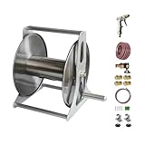 Edelstahl-Wasserrohr-Aufbewahrungsregal, tragbare Wand- oder Bodenmontage, Schlauchtrommel für Hof, Rasen, Bauernhof und Terrasse