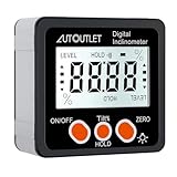 AUTOUTLET Digitaler Neigungsmesser Winkelmesser LCD Winkelsucher Bevel Box Winkelmessgerät mit Magnetfuß für Holzarbeiten Automobilwartung Industrie schwarz