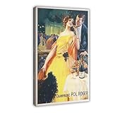 BQUWR Champagner Pol Roger Vintage-Poster, Leinwand, Poster, Schlafzimmer, Dekoration, Landschaftsdekoration, Geschenk, 30 x 45 cm
