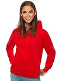 OZONEE Damen Kapuzenpullover Sweatjacke Sweatshirt Farbvarianten Kapuzenjacke Kapuzenpulli Kapuze Langarm Hoodie Sport Style Casual Fitness Training Basic JS/W02Z ROT XL