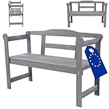 MODO24 Gartenbank aus Holz, Parkbank, Gartenmöbel, Sitzbank, Bank Friesenbank, Holzbank, 2-Sitzer, In- & Outdoor, Wetterfest, UV-beständig, FSC-Holz, Abmessungen 46x118x78 cm, Farbe: Grau imprägniert