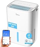 MIDEA Leiser Luftentfeuchter für Feuchtigkeit, 12 l, mit App-Steuerung, bis zu 35 m², Luftentfeuchter für den Raum, mit abnehmbarem Tank, klein, energiesparend
