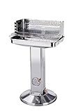 ACTIVA Edelstahl Holzkohle Säulengrill 'Pisa' mit 54 x 34 cm großen verchromten, verstellbaren Grillrost, Aschekasten und Belüftung in der Säule