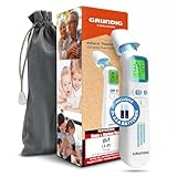 GRUNDIG Fieberthermometer Testsieger - ohne Folgekosten - Thermometer für Baby Kinder Erwachsene - hochpräzise kontaktlos und digital Fieber an Ohr Stirn und Objekten (inkl. Batterien)