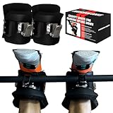 MuscleForge Gravity Boots – Schwerkrafttrainer, Fussmanschetten mit Haken Inversion Boots mit Sicherheitsverschluss – Rückentrainer Bauchtrainer Coretraining – 150KG, 3cm Schaumstoff – Haken aus Stahl