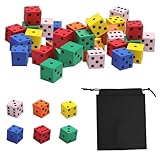 Schaumstoffwürfel Set 24 Stück 20mm Bunte Eva Farbwürfel mit Aufbewahrungsbeutel Lernspielzeug Flüsterwürfel für Kinder Vorschule Mathe Würfelspiel Klassenzimmer