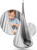 KOJANA Hängehöhle mit Kissen & Innentasche – Textiler Hängesitz für den Innen- & Außenbereich – Belastbar bis 80 kg – 70x150 cm (Grau)