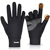 AOHAN Laufhandschuhe Herren Sport Handschuhe Unisex Winddicht Winter Fahrradhandschuhe Touchscreen Anti-Rutsch Handschuhe für Damen und Herren Laufen Fahren Radfahren Klettern (Schwarz, L-XL)