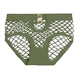 Herren Gay Unterwäsche Bund einfarbigem Mesh in Übergröße, Baumwolle, Schritt, Durchsichtig(Grün,XL)