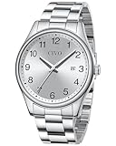 CIVO Herren Uhren Edelstahl Analog: Einfach Groß Ziffernblatt Armbanduhr Herren - Wasserdicht Klassische Silber Quarzuhr Geschenke für Männer