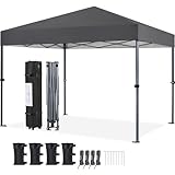 Yaheetech 3x3m Pop Up Pavillon Faltpavillon Wasserdicht Stabil, One Push Gartenpavillon UV-Schutz 50+ Partyzelt Faltzelt inkl. 8 Bodennägel & 4 Sandsäcke & 1 Tragetasche für Camping Strand, Dunkelgrau