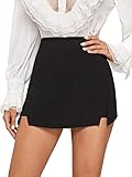 SOLY HUX Damen Hosenrock Kurze Hose Shorts Hohe Taille Sommerhose Casual Rock Elegant Hosenrock mit Reißverschlus Schwarz S