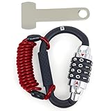 KRASER KR723B Helmschloss Motorrad, Vorhängeschloss, Karabinerhaken Kit Sicherheitscode, T-Loop Helmadapter, Flexibles Stahlkabel, Motorradhelm Schloss, Fahrradkarabinerverschluss, Gepäckschließfach