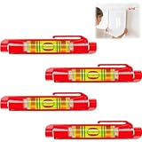 4 Stück Schnurwasserwaage,Mini Wasserwaage,Wasserwaage Schnur,Richtschnur Set,75mm Schnurwaage,Schnurwasserwaage Profi,Geeignet Für Mauerwerk, Klempner, Abflüsse Und Fliesen (Rot)