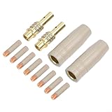 Bulevisiter Airless-Gasschutzdüsen-Set für 15AK-Schweißbrenner, beschichtete Nicht-Düsen und Spitzen (1,2 mm) für MIG-Schweißen, inklusive Spitzenhaltern, 12-teilig