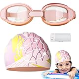 Kleinkind-Badekappen, Anti-Beschlag-Brille und Silikonkappen-Set für Kinder, UV-Schutz, Wasserspielzubehör für Kinder von 3–12 Jahren, , Mädchen