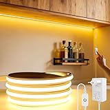 OOWOKS LED Strip 5M 24V 280 LEDs/M mit Stecker LED Streifen Touch Dimmbar mit Netzteil Selbstklebend 3000K Warmweiß IP65 Wasserdicht für Schränke Treppen Flur Schlafzimmer Party,3000k,5M