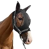 1 Stück Anti-Fliegen-Pferdemaske, Pferdemaske mit Ohrenschützerschutz,Super-fit Pferdefliegenmaske, Pferde Fliegenmaske Horse,Fliegenhaube,Elastische Bremsenmaske