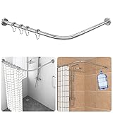 Duschvorhangstange Verstellbare L Form inkl. 18 Ringe Duschvorhangwinkelstangen ohne Deckenhalterung Erweiterbar Duschstange Ecke Rostfrei, für Badewanne & Dusche (Bohren Müssen, 90-120 × 90-120 cm)