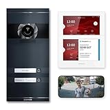 Metzler VDM10 2.0 Video Sprechanlage Komplett Set, mit austauschbarem Namensschild - Anschluss 2-Draht -Türsprechanlage mit HD-Kamera für 2 Familienhaus, Smartphone App, in Anthrazit aus V2A Edelstahl