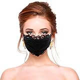Lulupi Mundschutz Multifunktionstuch Spitze Atmungsaktiv Maske Waschbare Schwarz Stoffmaske Stickerei Blumen Mund-Nasen Bedeckung Spitzenmaske Elegant Frauen Bandana Halstuch Schals