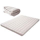 EMOOR Japanische Gepolsterte Futon Matratze Machi 160 x 202 cm, Grau, Zwickel Faltbar Speicherbar Gummibänder Boden Schlafen Gästebett Tatami-Matte