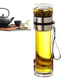 Tea Infuser Bottle – Tea Water Separation Tasse, Glasflasche mit Teesieb | Doppelwandiger Kaffeebecher, tragbar, doppelwandige Trennung für Männer, lose Blätter, Zuhause und Reisen