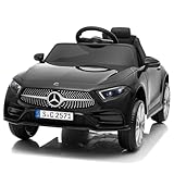 LEADZM Kinder Elektroauto Mercedes Benz CLS 350 mit 12V Kinderauto Elektrisch 2,4G-Fernbedienung, Elektrofahrzeuge 2-türig mit MP3, Musik, Hupe, LED-Leuchten (CLS Schwarz)
