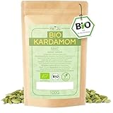 He-Ju Bio Kardamom Ganz Grün 100g, natürliche, vegane Kardamom Kapseln, Kardamomsaat frei von Zusätzen zur Verfeinerung von Würzmischungen, Suppen und Gerichten