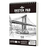 STATIONERY ISLAND Skizzenbuch, A4 Zeichenblock 180 g/m² Dickes Papier, 100 Seiten / 50 Bögen Spiralgebundenes DIN Sketchbook 1 Packungen