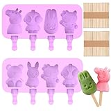 BOOSHMall 2 Stück Eisformen Silikon Formen, Eisformen Eis Am Stiel, Popsicle Molds Set, kinder DIY Kreative Eislutscher Eisform BPA frei wiederverwendbare mit Deckel