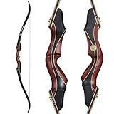 60 Zoll Takedown Profi Recurvebogen Holzbogengriff Recurvebogen Jagdbogen 30 lbs für Anfänger bis Fortgeschrittene Erwachsene Rechte Hand (30 lbs)