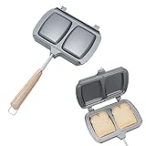 TOWEBOORY Sandwichmaker, Doppelseitige Sandwich-Backform Antihaft Sandwich Toastpfanne mit Abnehmbaren Griffen Camping Waffeleisen Grill Doppelseitige Bratpfanne für Panini Snack Frühstück (B)