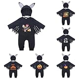 Halloween Kostüm, Baby Fledermaus Kostüm mit Ohren Hut Ghost Pumpkin Muster Kleinkind Strampler Meine ersten Halloween Outfit Karneval Fasching Cosplay Mottoparty Fledermaus Jumpsuit
