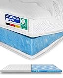 AM Qualitätsmatratzen Gel Topper 100x200cm weich - Made in Germany - Gelschaum Topper 100x200 mit Lyocell Bezug & Antirutsch Funktion - Anpassungsfähiger Memory Foam Matratzentopper 100x200